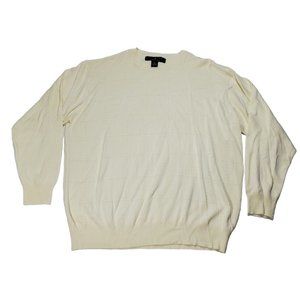 Protege Collection Perforated Grid Knit Sweater Ivory Crewneck Pullover Lightwei